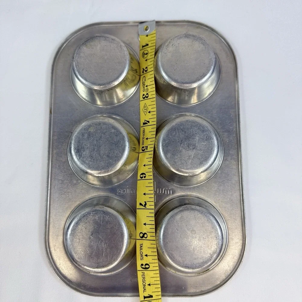 Lot 2 VTG Muffinaire Aluminum 6 Cup Muffin Pans UAP USA Cupcake Baking Tins Rare